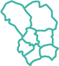 West Yorkshire and Harrogate places - boundary map icon