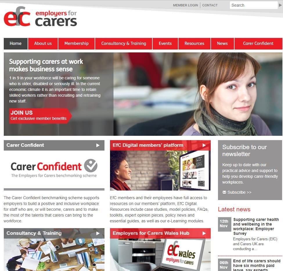 Employers for carers website